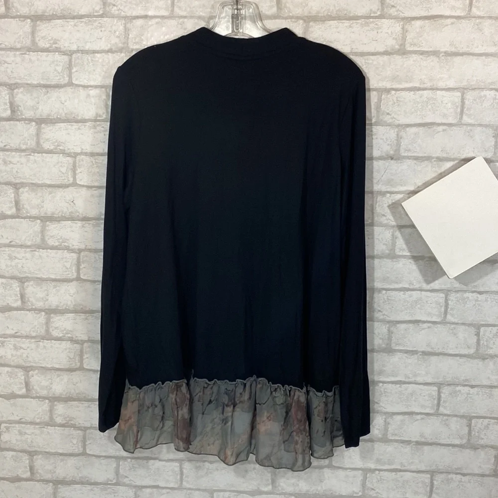 LOGO Lori Goldstein sheer hem cardigan size medium